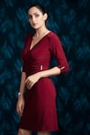 Buy_Mandira Wirk - Indian_Maroon Draped Dress _Online_at_Aza_Fashions