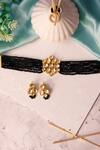 Shop Ishhaara Gold Plated Beads, Diamonds Kundan Embellished Floral Motif Choker Set at Aza Fashions Shop_Ishhaara_Gold Plated Beads, Diamonds Kundan Embellished Floral Motif Choker Set _at_Aza_Fashions
