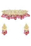 Ishhaara_Gold Plated Beads, Diamonds Kundan Embellished Choker Set _Online_at_Aza_Fashions