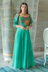 Buy_Shachi Sood_Green Dupion Silk Embroidery Sequins And Pearls Sweetheart Neck Jumpsuit _at_Aza_Fashions