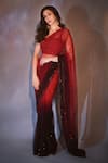 Buy_Rohit Gandhi + Rahul Khanna_Red Tulle Embroidered Pre-draped Saree _at_Aza_Fashions