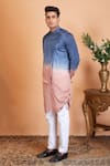 Buy_Hilo Design_Blue Falling Raw Silk Waikawa Ombre Kurta Set _at_Aza_Fashions
