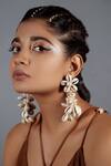 Buy_Kanyaadhan By Dhirajaayushi_White Beads Shell Embellished Dangler Earrings _at_Aza_Fashions
