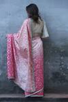 Shop_I Am Design_Pink Shaded Woven Saree With Frilly Border And Blouse _at_Aza_Fashions