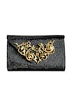 Shop_Kokommo_Black Embellished Beaded Baroque Clutch _at_Aza_Fashions