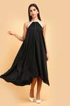 Buy_LABEL IVISH_Black Pure Silk Charmeuse Satin Plain Halter Neck Tent Dress  _at_Aza_Fashions