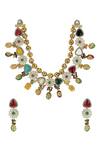 Buy_Ishhaara_Gold Plated Stones, Beads Layered Necklace Set _Online_at_Aza_Fashions