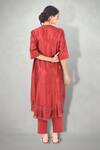 Shop_I Am Design_Maroon Silk, Satin Linen Round Kurta Set _at_Aza_Fashions