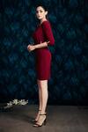 Mandira Wirk - Indian_Maroon Draped Dress _Online_at_Aza_Fashions