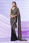 Yoshita Couture_Black Saree - Georgette With Satin Border Embroidered Chain Kiara Blouse _at_Aza_Fashions