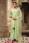 Buy_Sagaa by Vanita_Green Silk Embroidered Sequins Round Kurta Set  _at_Aza_Fashions