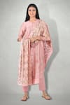 Buy_I Am Design_Pink Silk, Satin Linen Round Kurta Set _Online_at_Aza_Fashions