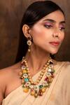 Shop_Ishhaara_Gold Plated Stones, Beads Layered Necklace Set _Online_at_Aza_Fashions