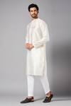 Buy_Hilo Design_Off White Cotton, Lycra Embroidery Basik Kurta And Pant Set _Online_at_Aza_Fashions