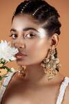 Buy_Kanyaadhan By Dhirajaayushi_Gold Plated Beads Floral Shell Embellished Earrings _at_Aza_Fashions