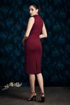 Shop_Mandira Wirk - Indian_Maroon Embroidered Sheath Dress _at_Aza_Fashions