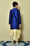 Shop_Petite Pomme_Blue Silk, Polyester Embroidery Collar Kurta And Dhoti Pant Set _at_Aza_Fashions