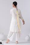 Shop_Kacha Tanka_Ivory Cotton Embroidery, Pom-poms Round Neck Thread Kurta And Dhoti Salwar Set _at_Aza_Fashions