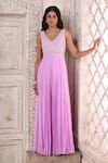 Buy_Aariyana Couture_Purple Viscose Georgette Hand Embroidered Pearl And Bodice Pleated Jumpsuit _at_Aza_Fashions