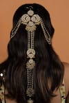 Buy_Kanyaadhan By DhirajAayushi_Gold Beads Pearl Embellished Hair Accessory _at_Aza_Fashions