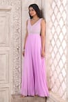 Buy_Aariyana Couture_Purple Viscose Georgette Hand Embroidered Pearl And Bodice Pleated Jumpsuit _Online_at_Aza_Fashions