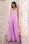 Buy_Aariyana Couture_Purple Viscose Georgette Hand Embroidered Pearl And Bodice Pleated Jumpsuit 