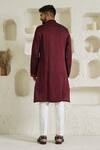 Shop_Shreyansh Designs_Maroon Cotton Silk Blend Pleated Kurta _at_Aza_Fashions