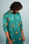 Shop_Hilo Design_Green Cotton, Silk Embroidery Maple Leaf Kurta Set _at_Aza_Fashions