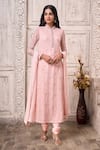 Shop_Aariyana Couture_Peach Viscose Georgette Embroidered Mirror Floral Straight Kurta Set  _Online_at_Aza_Fashions