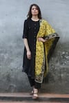 Buy_I Am Design_Black Sequin Round Neck Embroidered Kurta With Pant And Woven Dupatta _Online_at_Aza_Fashions
