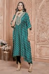 Shop_Aariyana Couture_Green Tussar Georgette Printed Geometric And Floral Kurta And Tulip Pant Set _at_Aza_Fashions