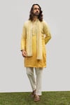 Buy_KAKA CALCUTTA_Yellow Kurta And Dupatta  Bam Silk Embroidered Ombre Shaded Pyjama Pant Set _at_Aza_Fashions