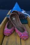 Shop_Cilwana Studio_Pink Embroidered Juttis _at_Aza_Fashions