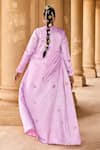 Shop_LASHKARAA_Purple Velvet Embroidery Beads Cutdana Floral Motif Corset Dhoti Pant Set_at_Aza_Fashions