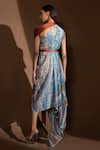 Shop_Abhishek Sharma_Multi Color Poly Georgette One Shoulder Draped Dress_at_Aza_Fashions