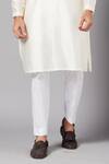 Hilo Design_Off White Cotton, Lycra Embroidery Basik Kurta And Pant Set _at_Aza_Fashions