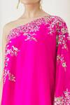 Shop_Anamika Khanna_Fuchsia Silk Embroidery Asymmetric One Shoulder Tunic And Sharara Set_Online_at_Aza_Fashions