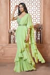 Buy_Ariyana Couture_Green Saree- Viscose Organza Ruffle Pre-draped With Blouse For Women_at_Aza_Fashions