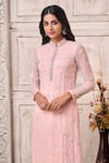 Shop_Aariyana Couture_Peach Viscose Georgette Embroidered Mirror Floral Straight Kurta Set  _at_Aza_Fashions