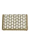 Shop_Kokommo_White Hand Embroidered Bugle Bead Clutch _at_Aza_Fashions