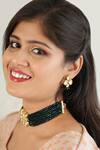 Ishhaara Gold Plated Beads, Diamonds Kundan Embellished Floral Motif Choker Set at Aza Fashions Ishhaara_Gold Plated Beads, Diamonds Kundan Embellished Floral Motif Choker Set _at_Aza_Fashions