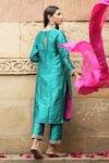 Shop_Sagaa by Vanita_Green Kurta And Pant  Silk Embroidered Sequins Round Set  _at_Aza_Fashions