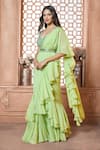 Shop_Ariyana Couture_Green Saree- Viscose Organza Ruffle Pre-draped With Blouse For Women_Online_at_Aza_Fashions