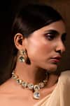Ishhaara Gold Plated Diamonds, Stones Polki Embellished Necklace Set at Aza Fashions Ishhaara_Gold Plated Diamonds, Stones Polki Embellished Necklace Set _at_Aza_Fashions
