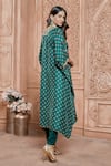 Aariyana Couture_Green Tussar Georgette Printed Geometric And Floral Kurta And Tulip Pant Set _Online_at_Aza_Fashions