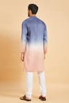 Shop_Hilo Design_Blue Falling Raw Silk Waikawa Ombre Kurta _at_Aza_Fashions