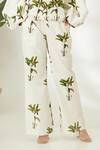 Nikasha_Off White Cotton Poplin Painted Print And Stitched Banana Tree Pant _at_Aza_Fashions