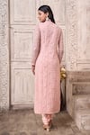 Aariyana Couture_Peach Viscose Georgette Embroidered Mirror Floral Straight Kurta Set  _Online_at_Aza_Fashions