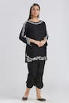 Shop_Megha Bansal_Black Chanderi Threads And Alizah Embroidered Short Kurta & Pant Set _at_Aza_Fashions