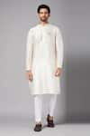 Buy_Hilo Design_Off White Cotton, Lycra Embroidery Basik Kurta And Pant Set _at_Aza_Fashions